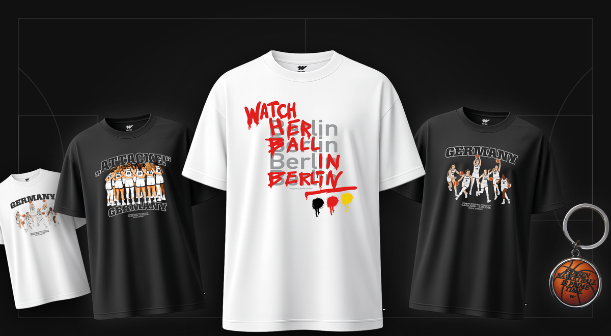 Frauen National 2026 Collection mit Watch Her Ball In Berlin, Attacke und Germany Tees